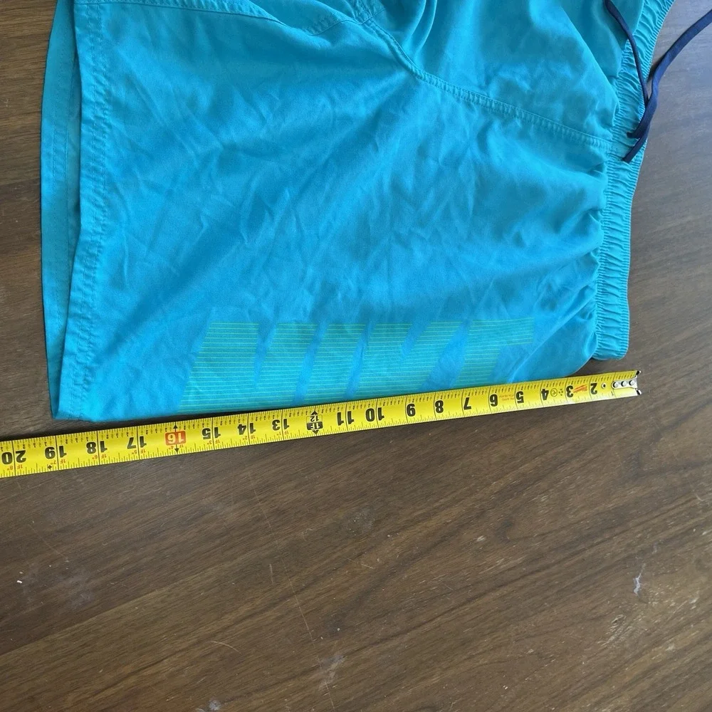 Nike Swim Shorts Mens M Blue Green Lined Graphic Logo NESSA570 Drawstring Pocket